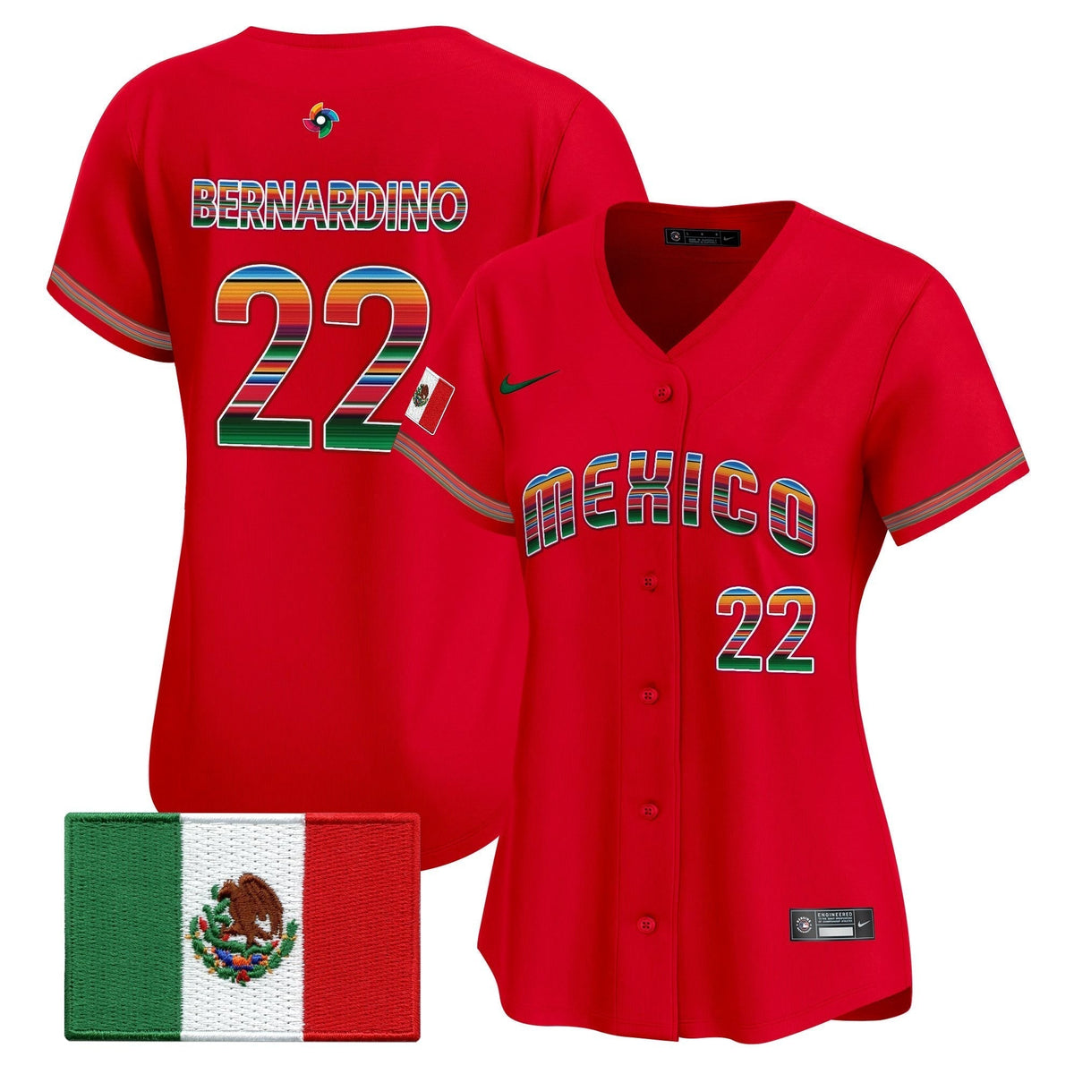 Women's Team Mexico World Baseball Classic "Serape Edition" Vapor Premier Jersey - 2026 Roster - All Stitched