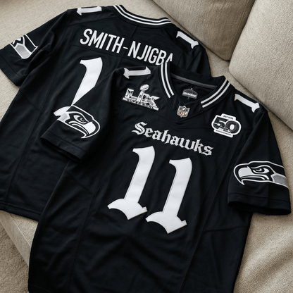 Men's Seattle Seahawks "Super Bowl LX & 50th Patch" Vapor Limited Jersey - Gothic Edition - All Stitched