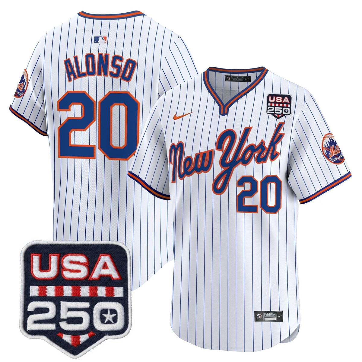 Men's New York Mets Road Alternate & 250America Patch Vapor Limited Jersey - All Stitched
