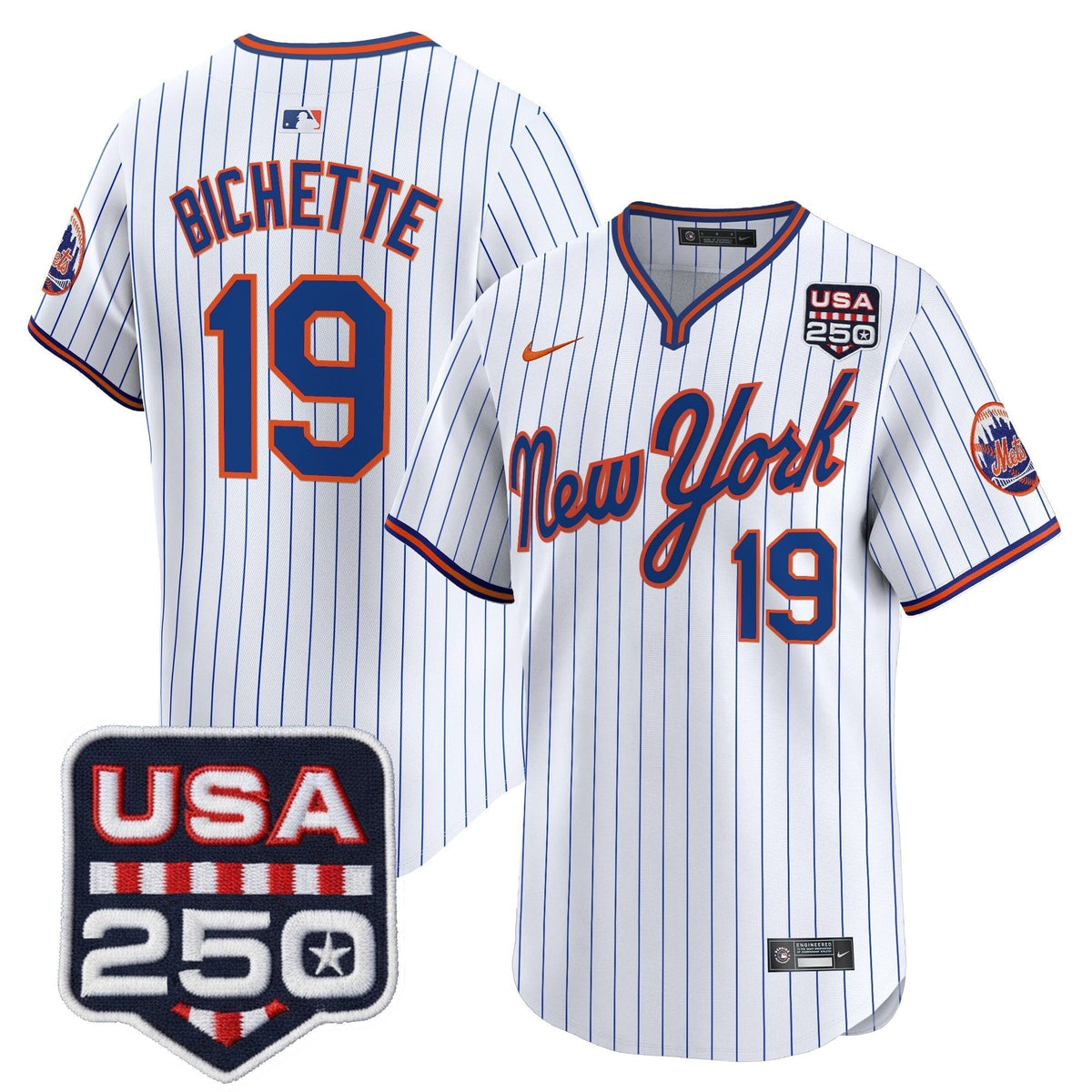 Men's New York Mets Road Alternate & 250America Patch Vapor Limited Jersey - All Stitched