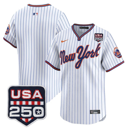 Men's New York Mets Road Alternate & 250America Patch Vapor Limited Jersey - All Stitched
