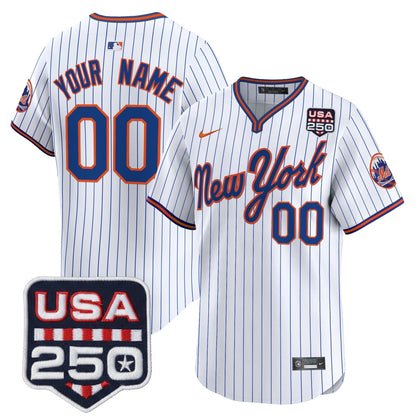 New York Mets Road Alternate & 250America Patch Vapor Limited Custom Jersey - All Stitched