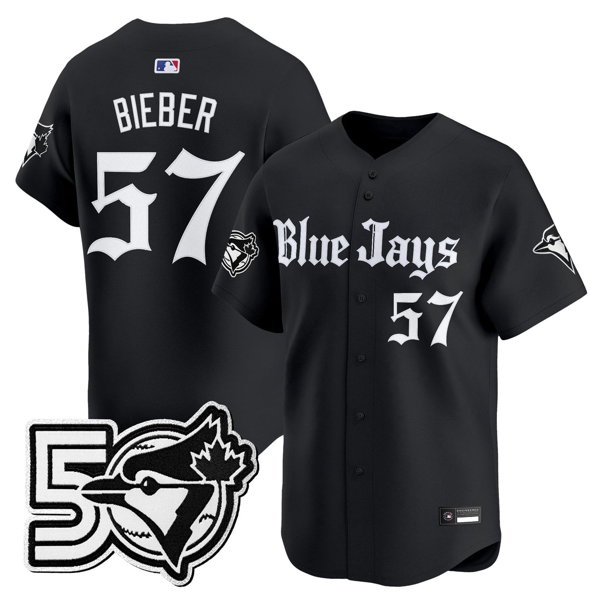 Men's Toronto Blue Jays 50 Seasons Patch Vapor Premier Limited Jersey - Gothic North Edition - All Stitched
