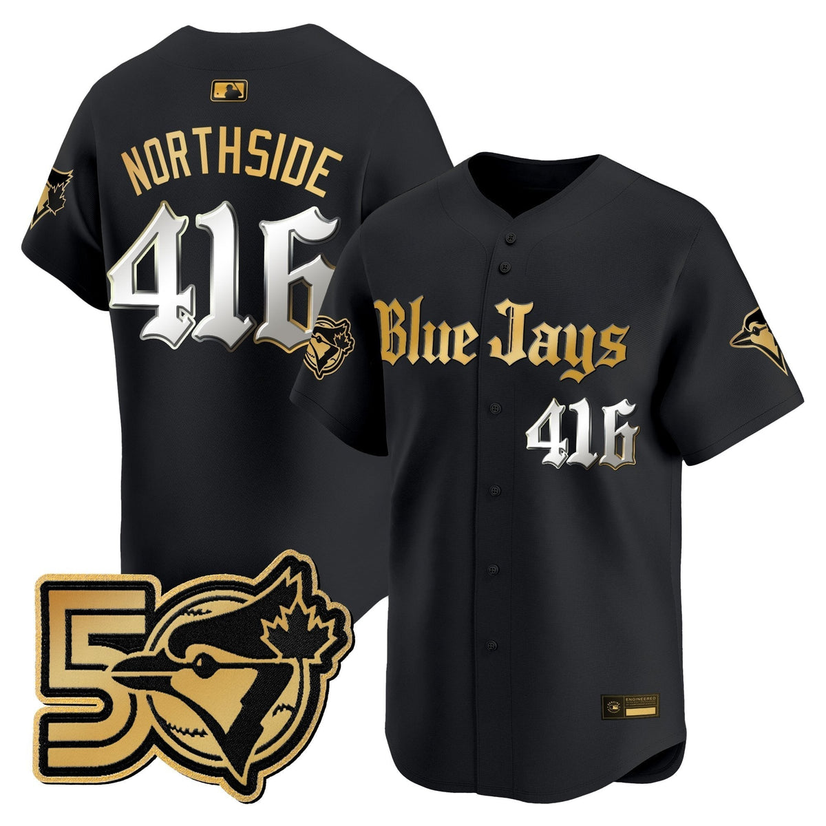 Men's Toronto Blue Jays 50 Seasons Patch Vapor Premier Limited Jersey - Gothic North Edition - All Stitched