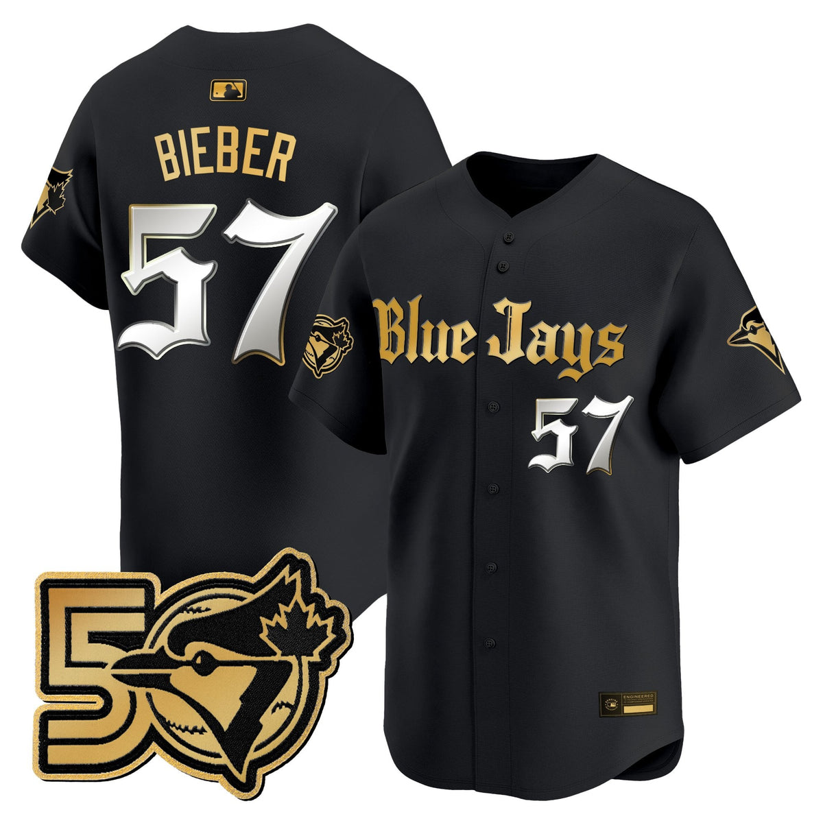 Men's Toronto Blue Jays 50 Seasons Patch Vapor Premier Limited Jersey - Gothic North Edition - All Stitched
