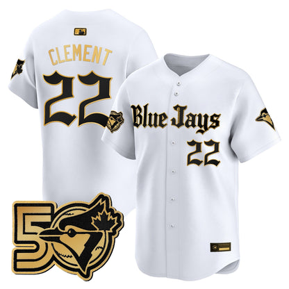 Men's Toronto Blue Jays 50 Seasons Patch Vapor Premier Limited Jersey - Gothic North Edition - All Stitched