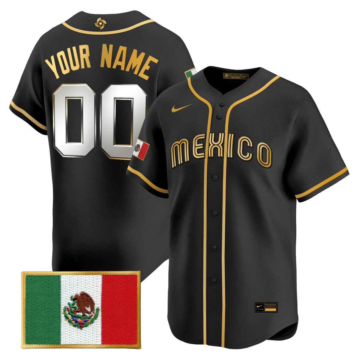 Team Mexico World Baseball Classic Gold Vapor Premier Custom Jersey - All Stitched