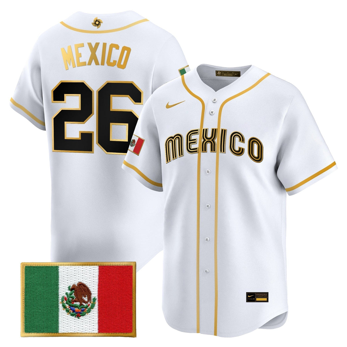 Men's Team Mexico World Baseball Classic Gold Vapor Premier Jersey - All Stitched