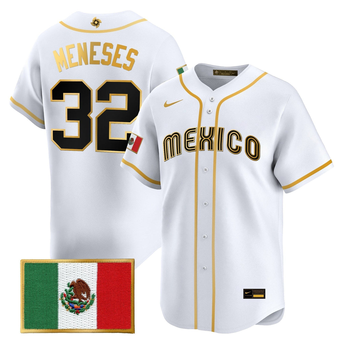 Men's Team Mexico World Baseball Classic Gold Vapor Premier Jersey - All Stitched