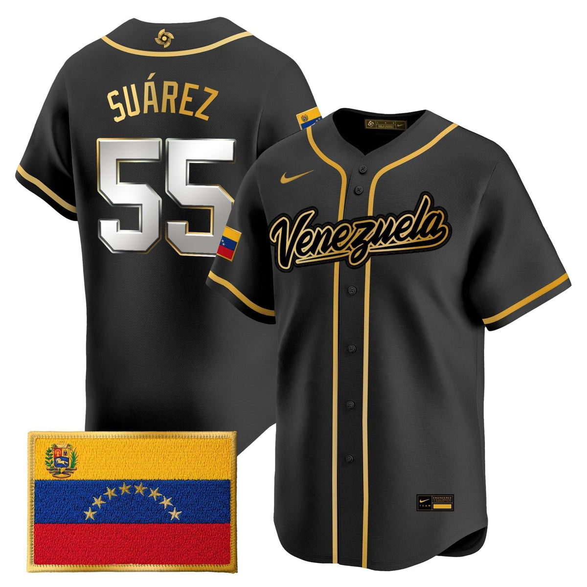Men's Team Venezuela World Baseball Classic Gold Vapor Premier Jersey - All Stitched