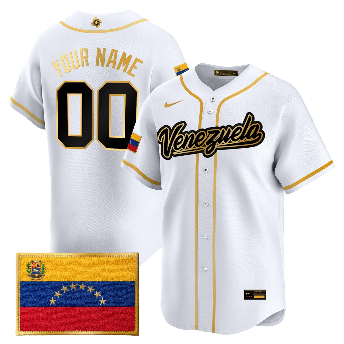 Team Venezuela World Baseball Classic Gold Vapor Premier Custom Jersey - All Stitched
