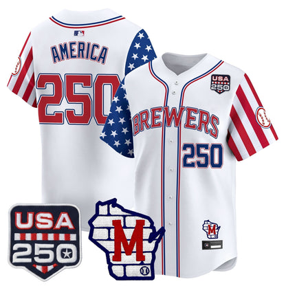 Men's Milwaukee Brewers "America250 Edition" Vapor Premier Limited Jersey - All Stitched