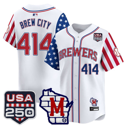 Men's Milwaukee Brewers "America250 Edition" Vapor Premier Limited Jersey - All Stitched