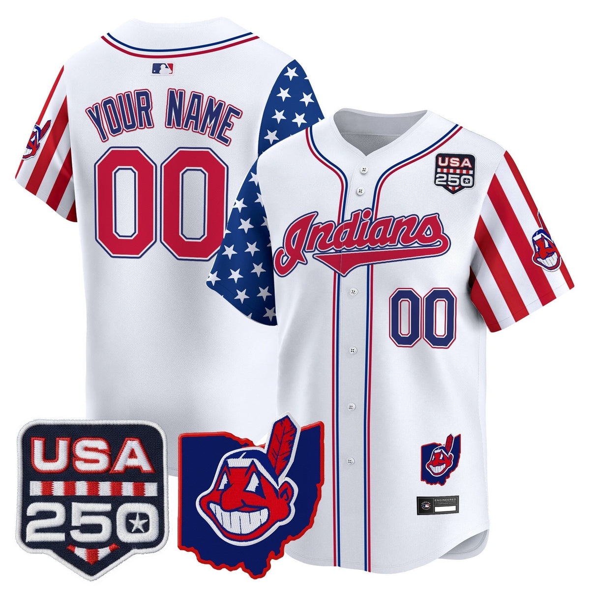 Cleveland Indians "America250 Edition" Vapor Premier Limited Custom Jersey - All Stitched