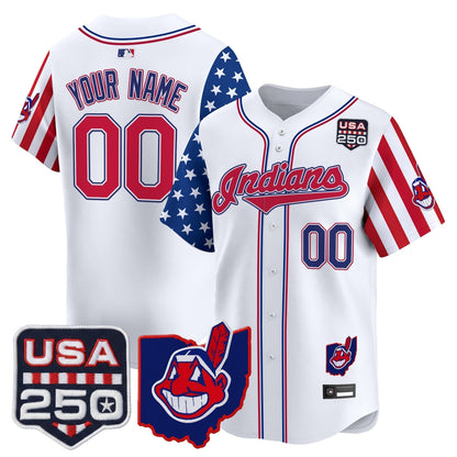 Cleveland Indians "America250 Edition" Vapor Premier Limited Custom Jersey - All Stitched