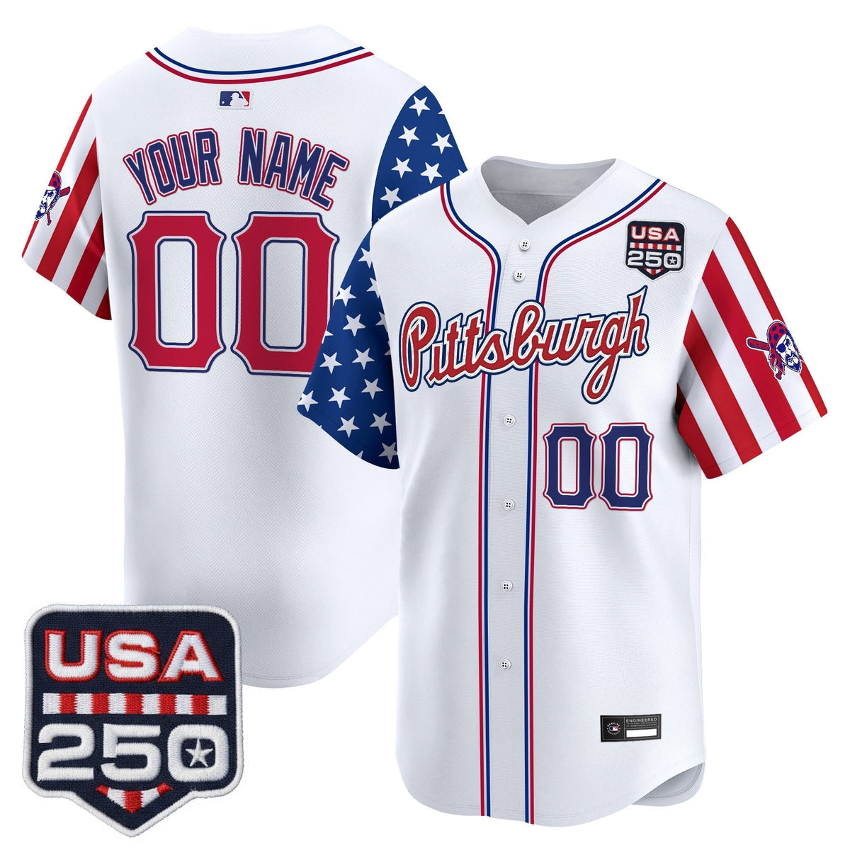Pittsburgh Pirates "America250 Edition" Vapor Premier Limited Custom Jersey - All Stitched