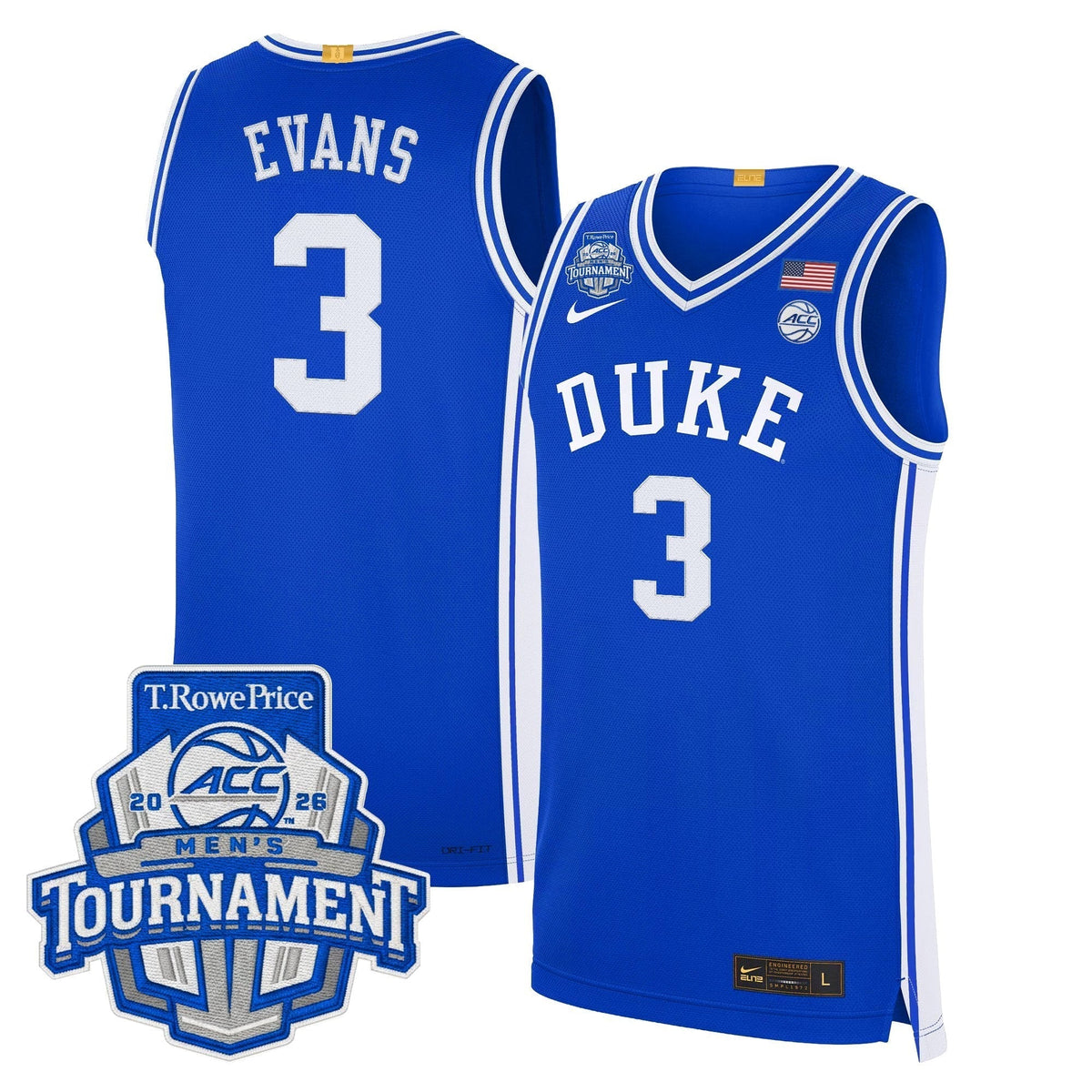 Men's Duke Blue Devils 2026 ACC Conference Tournament Champions Basketball Jersey - All Stitched