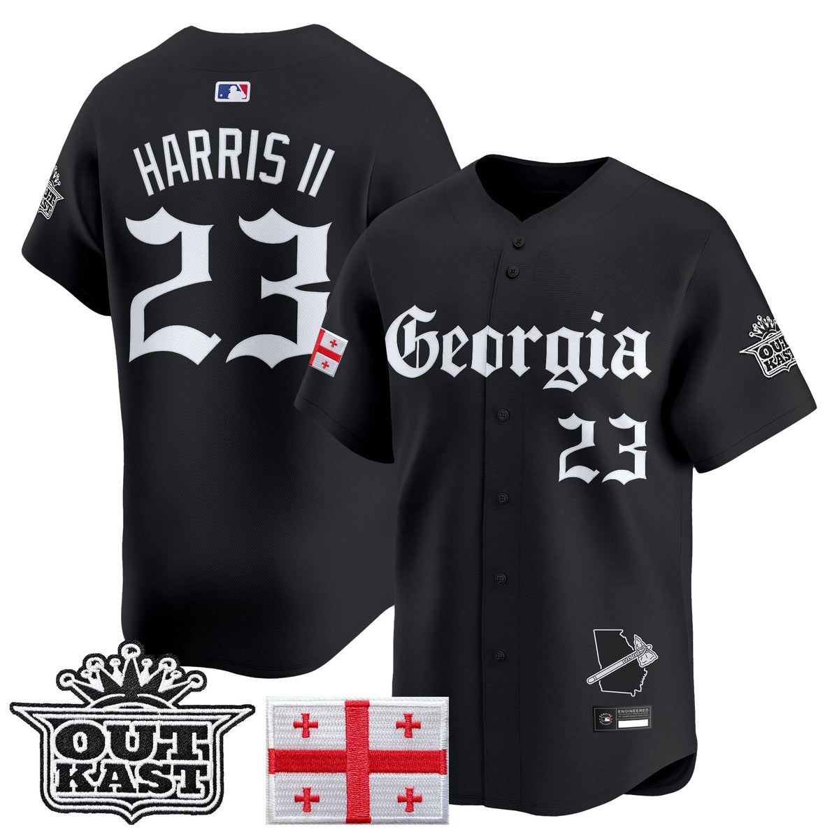 Men's Atlanta Braves 'Georgia x Outkast Gothic Edition' Vapor Premier Limited Jersey - All Stitched