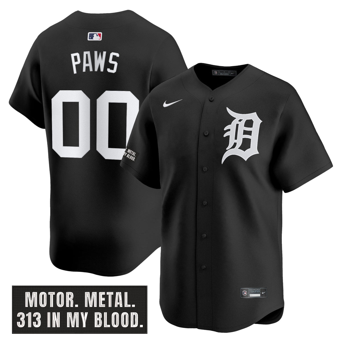 Men's Detroit Tigers 'Motor Gothic Edition' Vapor Premier Limited Jersey - All Stitched
