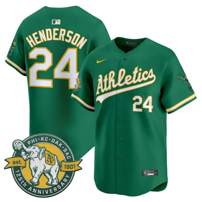Men's Oakland Athletics 125th Anniversary Patch Vapor Premier Limited Jersey - All Stitched