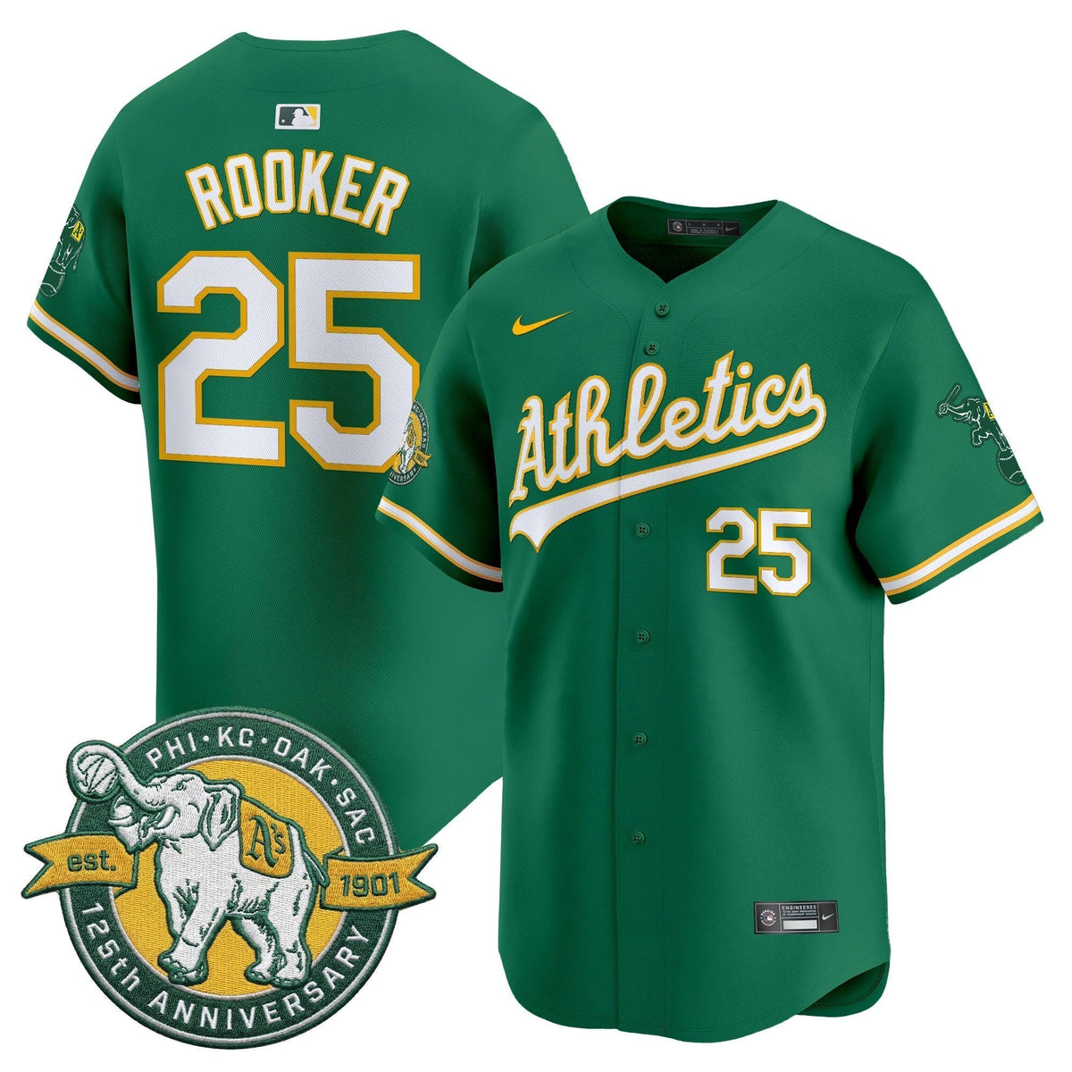 Men's Oakland Athletics 125th Anniversary Patch Vapor Premier Limited Jersey - All Stitched