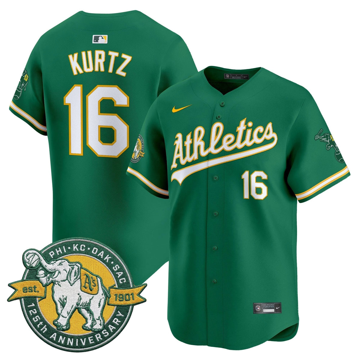 Men's Oakland Athletics 125th Anniversary Patch Vapor Premier Limited Jersey - All Stitched