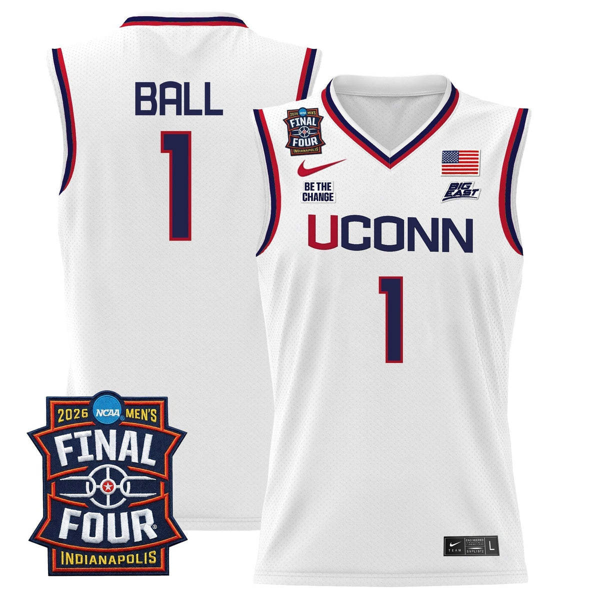 Men's UConn Huskies 2026 Final Four Patch Basketball Jersey - All Stitched