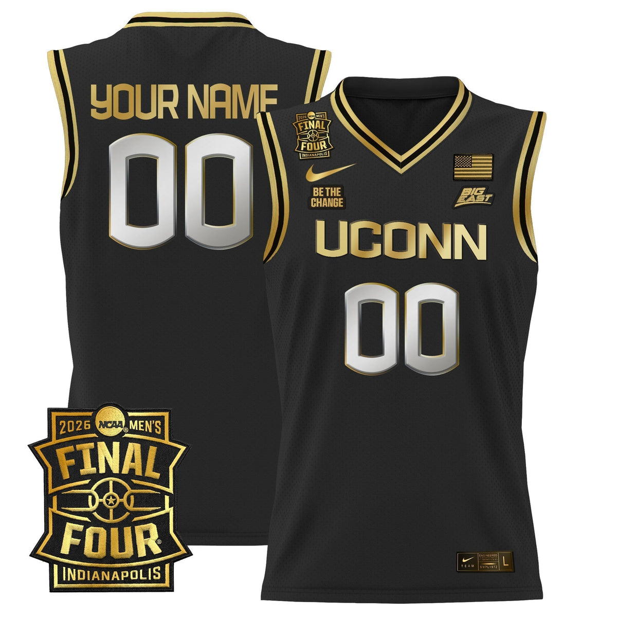 UConn Huskies 2026 Final Four Patch Custom Basketball Jersey - All Stitched