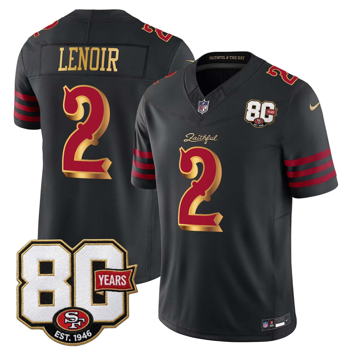 San Francisco 49ers 80th Anniversary Patch Vapor Limited Jersey - Rivalries Edition - Stitched