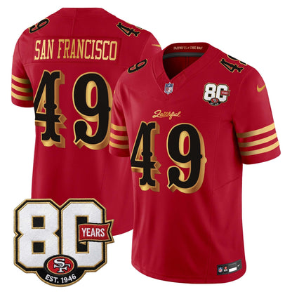 San Francisco 49ers 80th Anniversary Patch Vapor Limited Jersey - Rivalries Edition - Stitched