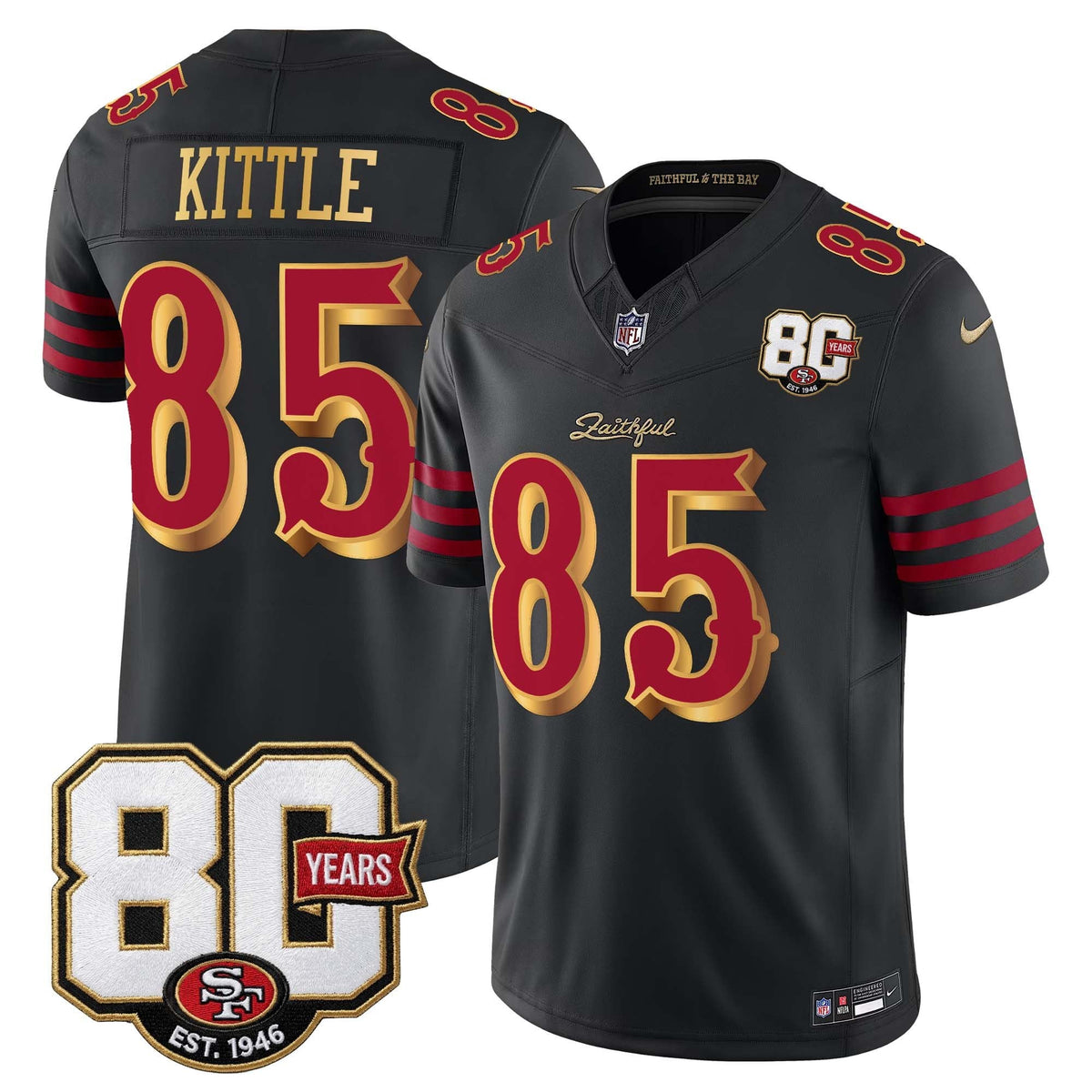 San Francisco 49ers 80th Anniversary Patch Vapor Limited Jersey - Rivalries Edition - Stitched