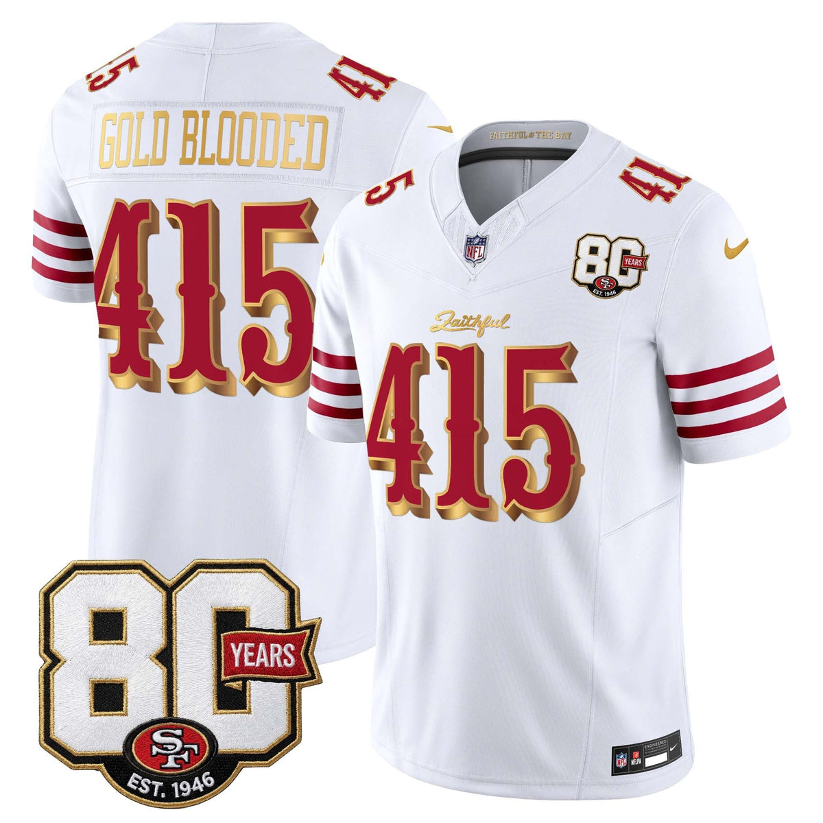 San Francisco 49ers 80th Anniversary Patch Vapor Limited Jersey - Rivalries Edition - Stitched