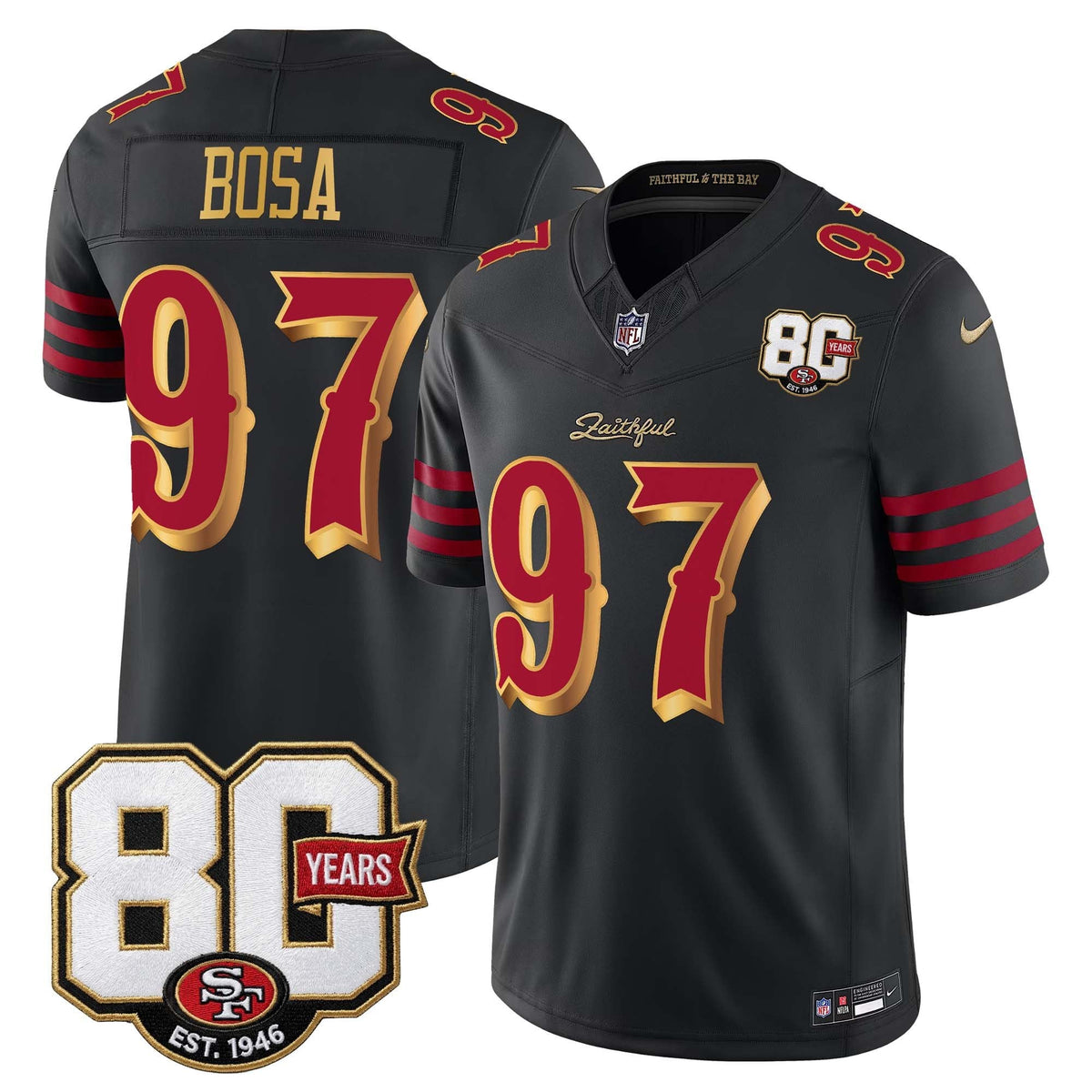 San Francisco 49ers 80th Anniversary Patch Vapor Limited Jersey - Rivalries Edition - Stitched