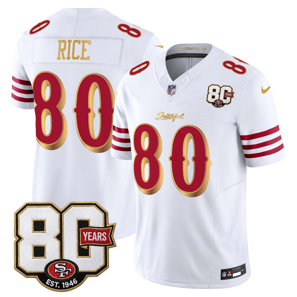 San Francisco 49ers 80th Anniversary Patch Vapor Limited Jersey - Rivalries Edition - Stitched