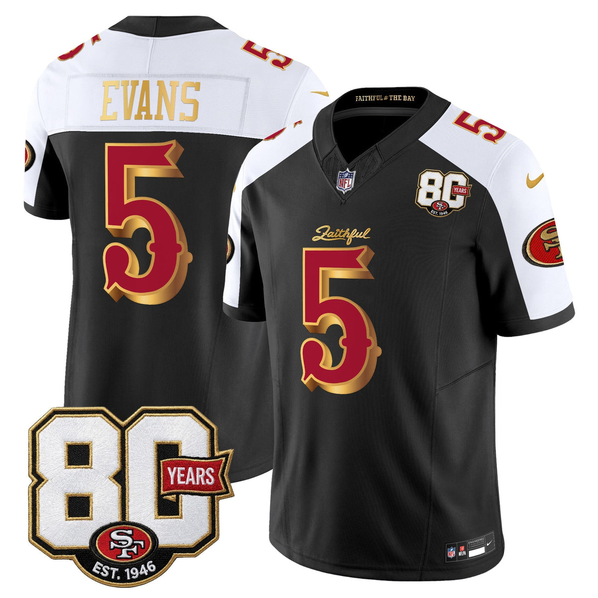 San Francisco 49ers 80th Anniversary Patch Vapor Limited Jersey - Rivalries Edition - Stitched