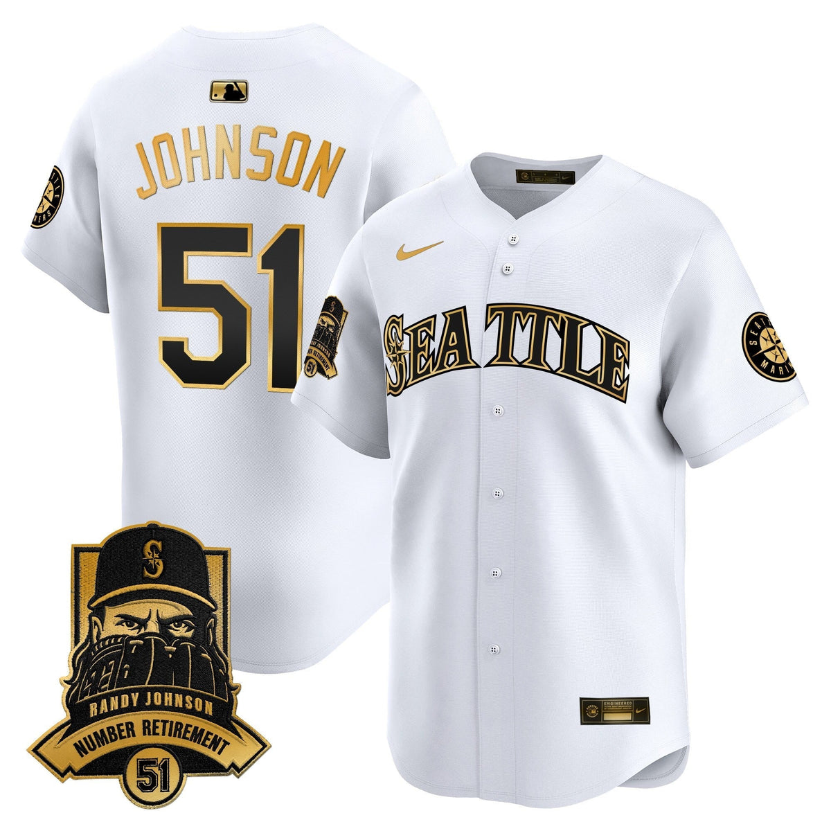 Seattle Mariners Hall-of-Famer Randy Johnson Patch Vapor Premier Limited Jersey - All Stitched