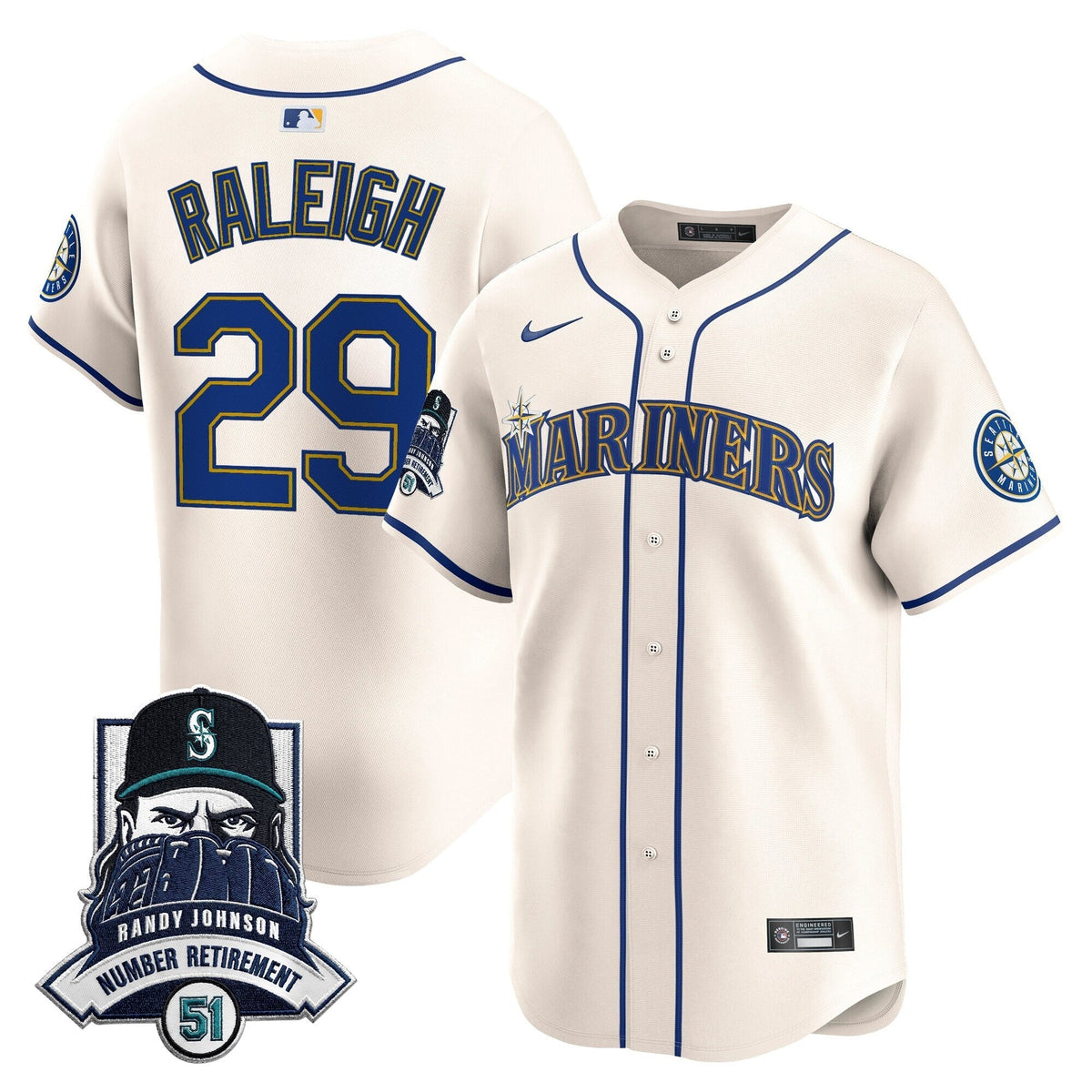 Seattle Mariners Hall-of-Famer Randy Johnson Patch Vapor Premier Limited Jersey - All Stitched