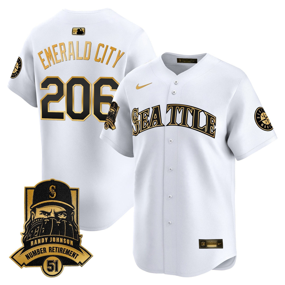 Seattle Mariners Hall-of-Famer Randy Johnson Patch Vapor Premier Limited Jersey - All Stitched