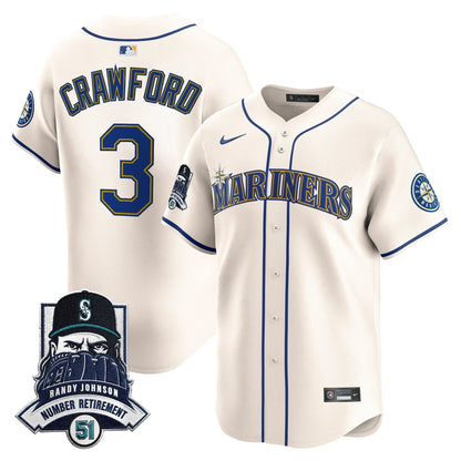 Seattle Mariners Hall-of-Famer Randy Johnson Patch Vapor Premier Limited Jersey - All Stitched
