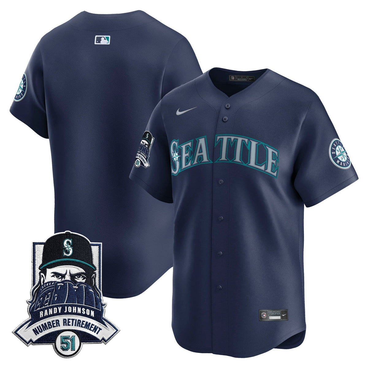 Seattle Mariners Hall-of-Famer Randy Johnson Patch Vapor Premier Limited Jersey - All Stitched