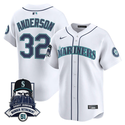 Seattle Mariners Hall-of-Famer Randy Johnson Patch Vapor Premier Limited Jersey - All Stitched