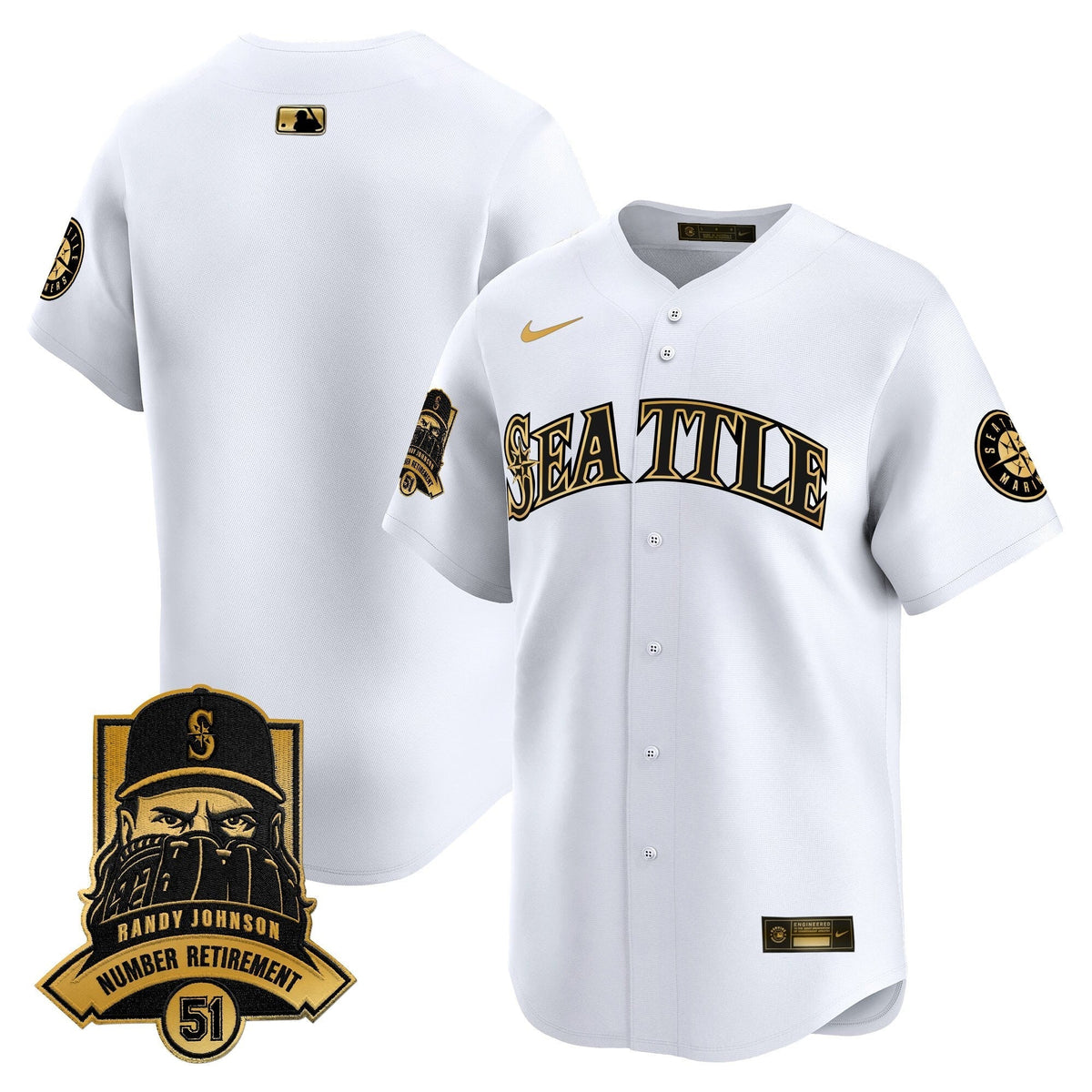 Seattle Mariners Hall-of-Famer Randy Johnson Patch Vapor Premier Limited Jersey - All Stitched