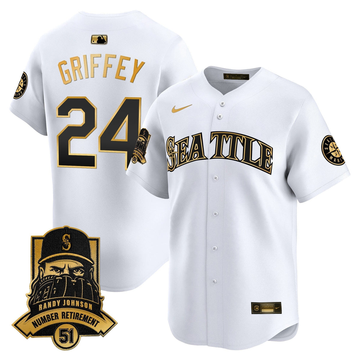 Seattle Mariners Hall-of-Famer Randy Johnson Patch Vapor Premier Limited Jersey - All Stitched