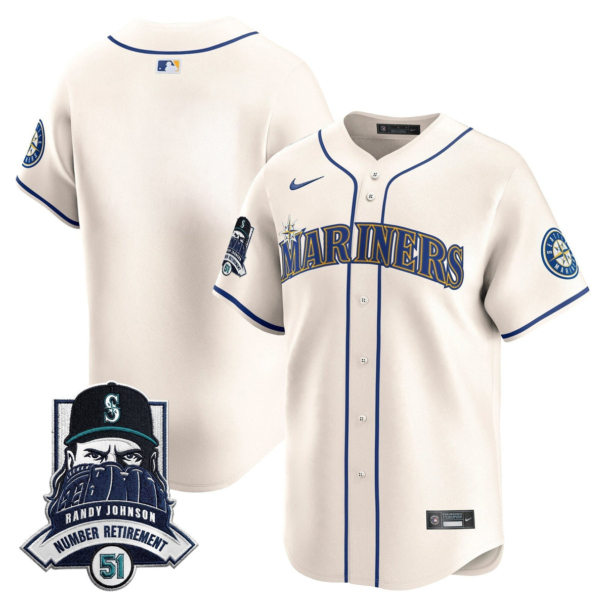 Seattle Mariners Hall-of-Famer Randy Johnson Patch Vapor Premier Limited Jersey - All Stitched