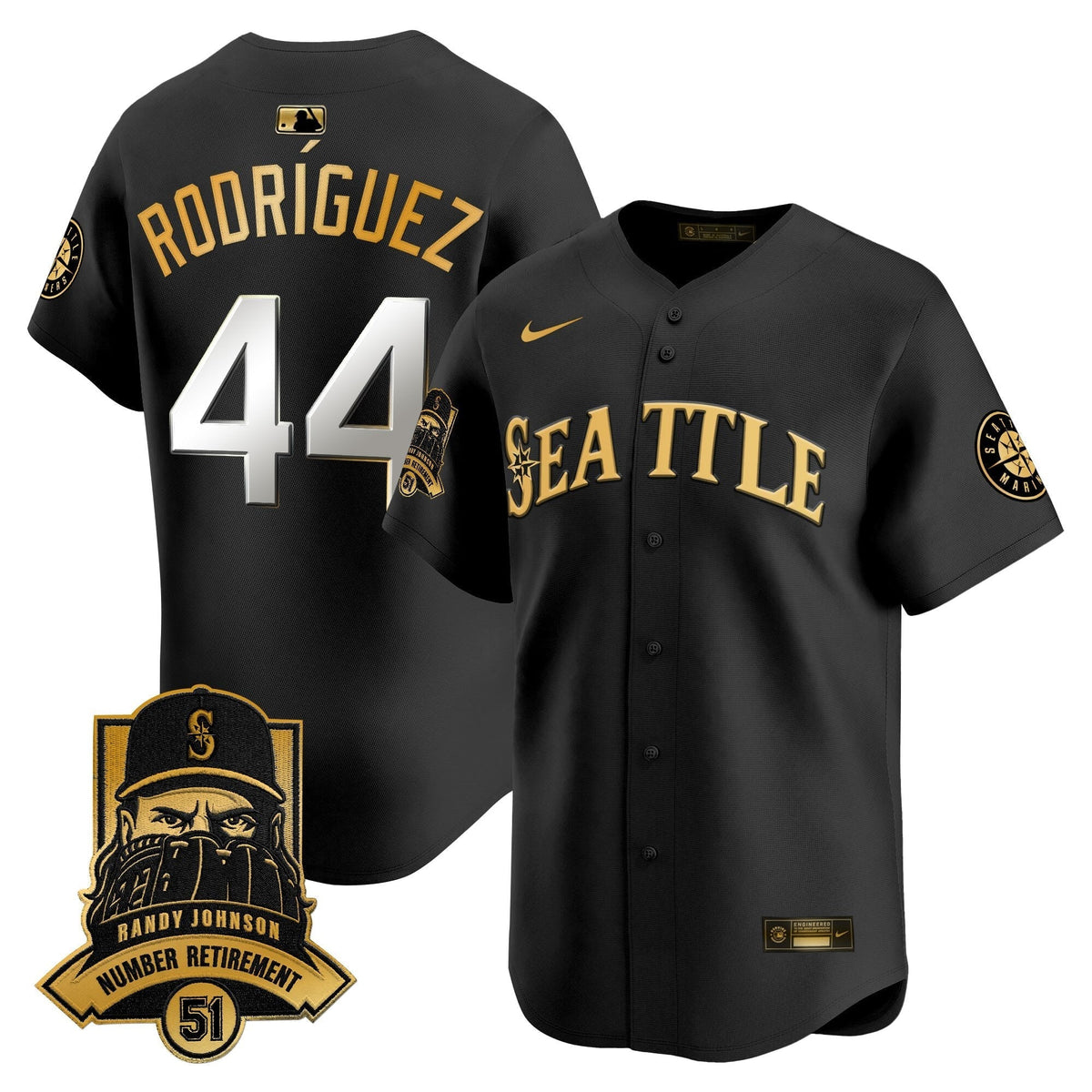 Seattle Mariners Hall-of-Famer Randy Johnson Patch Vapor Premier Limited Jersey - All Stitched