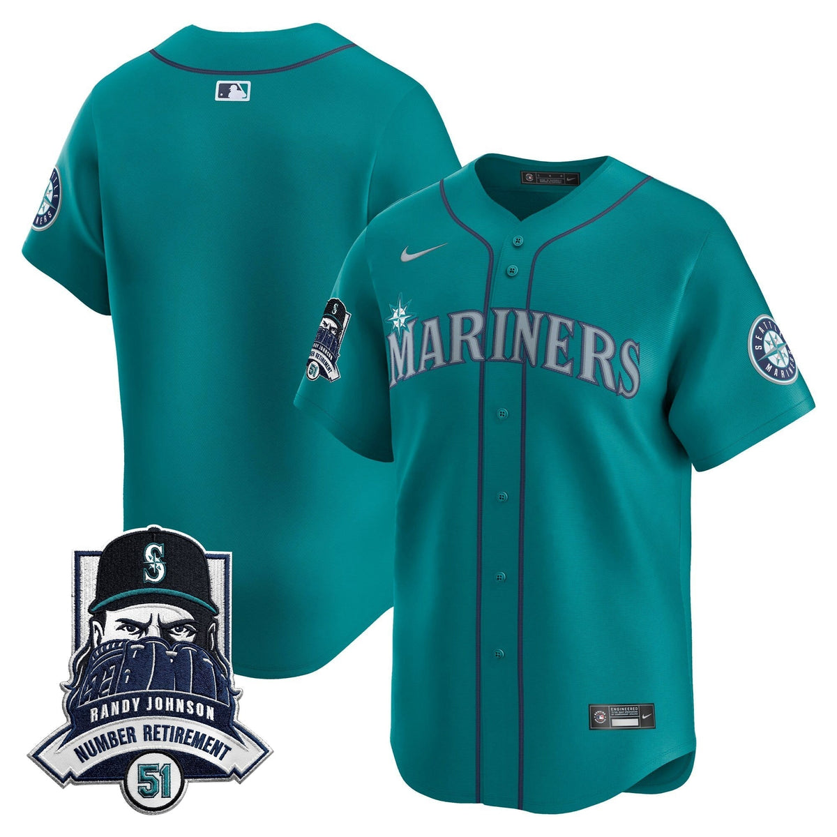 Seattle Mariners Hall-of-Famer Randy Johnson Patch Vapor Premier Limited Jersey - All Stitched