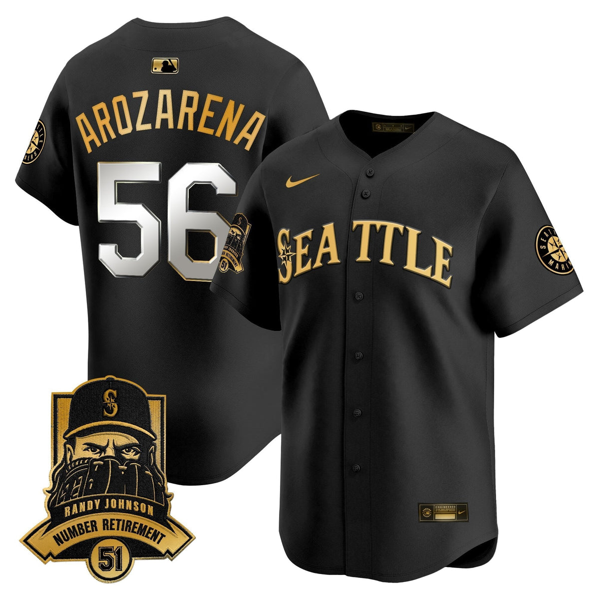 Seattle Mariners Hall-of-Famer Randy Johnson Patch Vapor Premier Limited Jersey - All Stitched