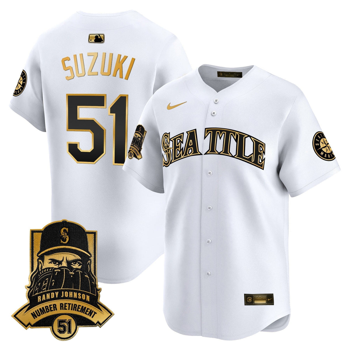 Seattle Mariners Hall-of-Famer Randy Johnson Patch Vapor Premier Limited Jersey - All Stitched