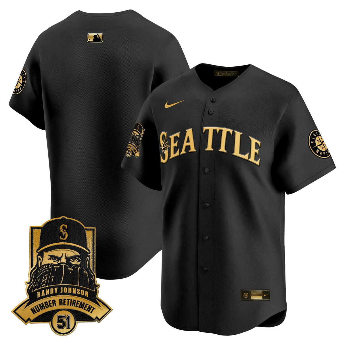 Seattle Mariners Hall-of-Famer Randy Johnson Patch Vapor Premier Limited Jersey - All Stitched