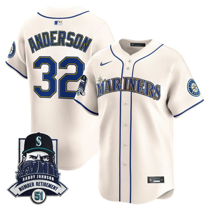 Seattle Mariners Hall-of-Famer Randy Johnson Patch Vapor Premier Limited Jersey - All Stitched
